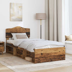Bed Frame with Headboard Old Wood 75 x 190 cm Solid Pine Wood
