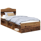 Bed Frame with Headboard Old Wood 75 x 190 cm Solid Pine Wood