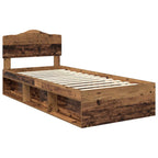 Bed Frame with Headboard Old Wood 75 x 190 cm Solid Pine Wood