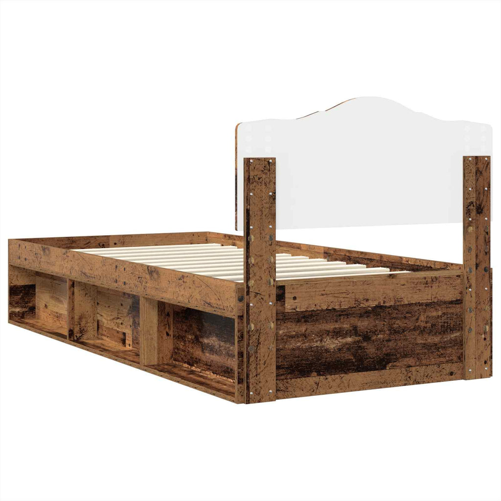 Bed Frame with Headboard Old Wood 75 x 190 cm Solid Pine Wood