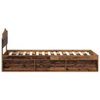 Bed Frame with Headboard Old Wood 75 x 190 cm Solid Pine Wood