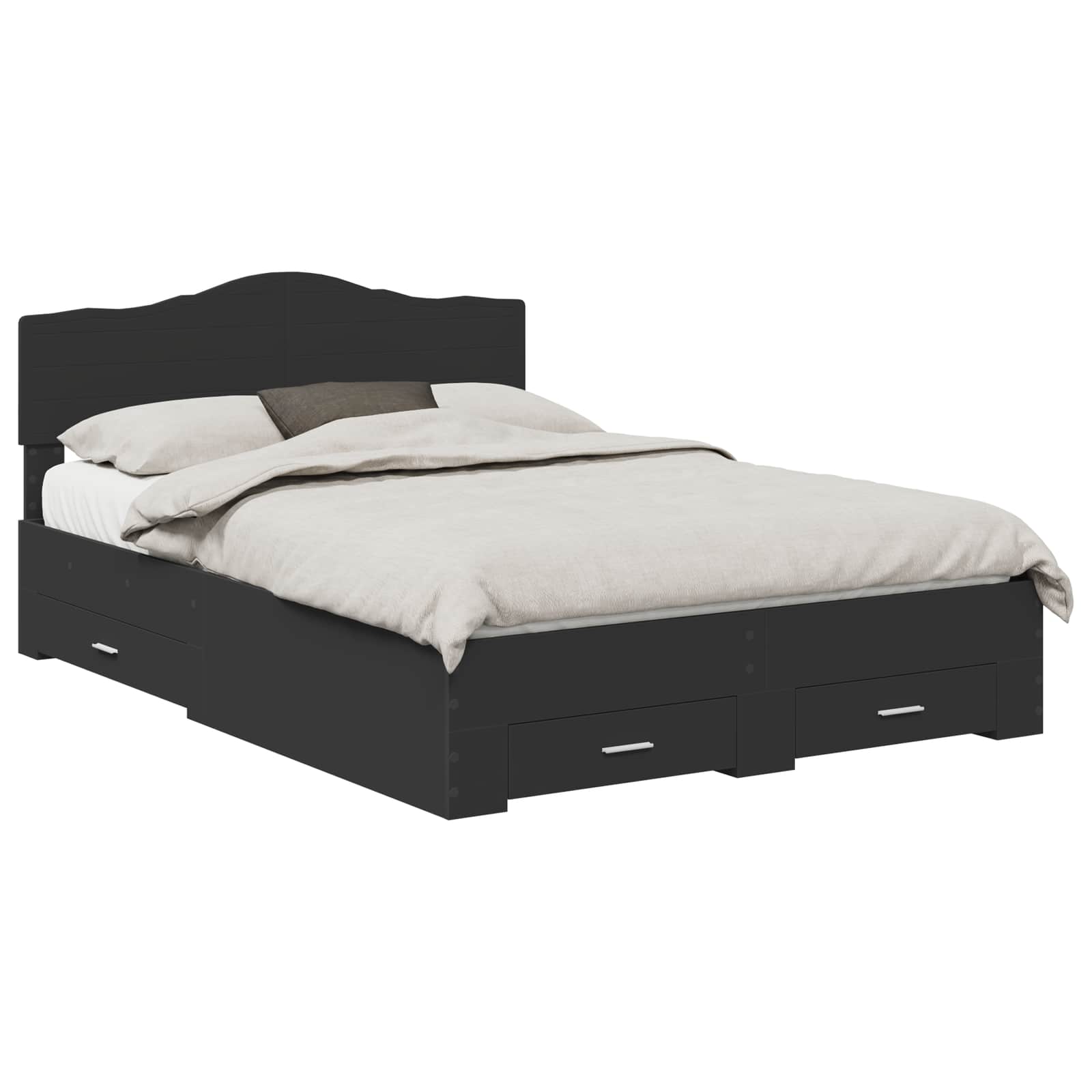 Bed Frame with Headboard Black 160 x 200 cm Engineered Wood