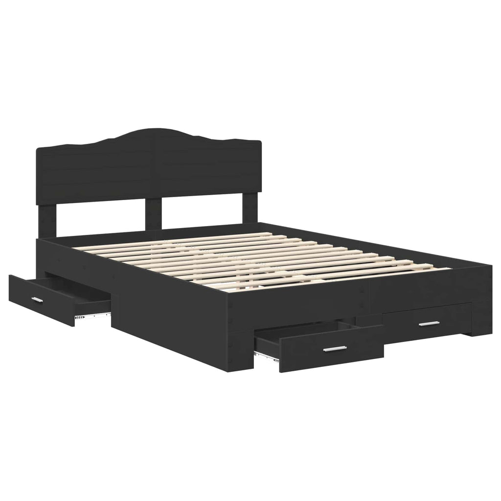 Bed Frame with Headboard Black 160 x 200 cm Engineered Wood