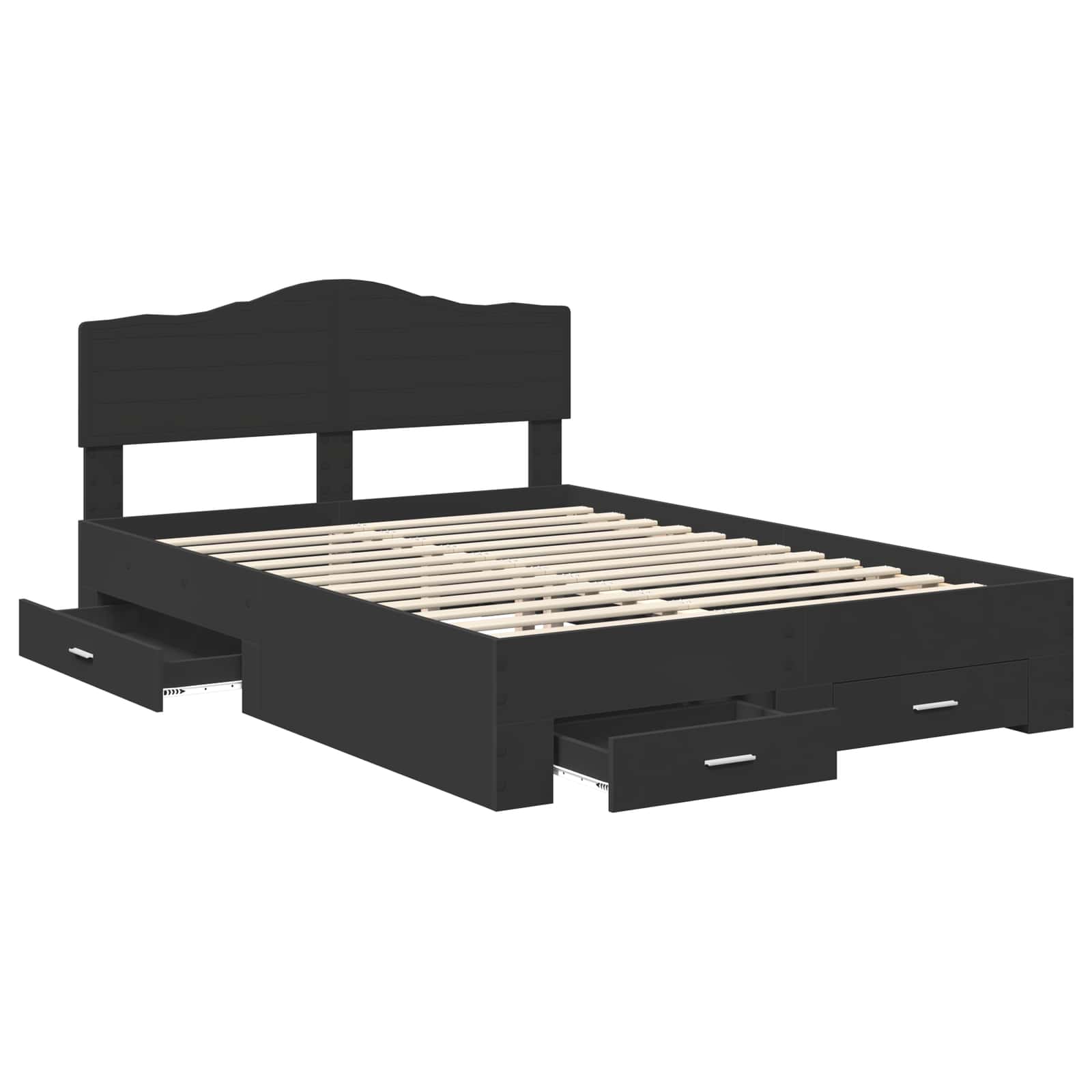 Bed Frame with Headboard Black 160 x 200 cm Engineered Wood