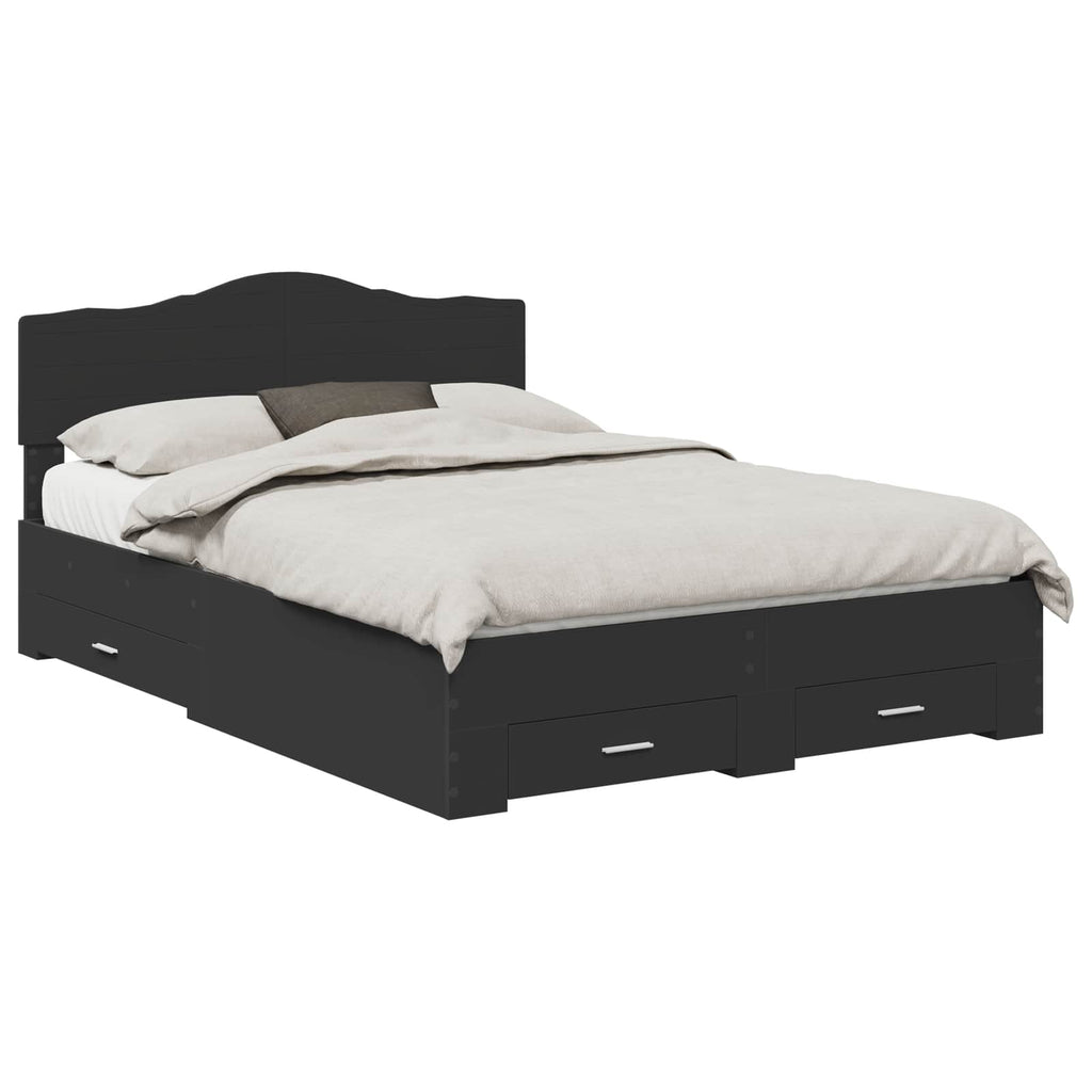 Bed Frame with Headboard Black 140 x 200 cm Engineered Wood