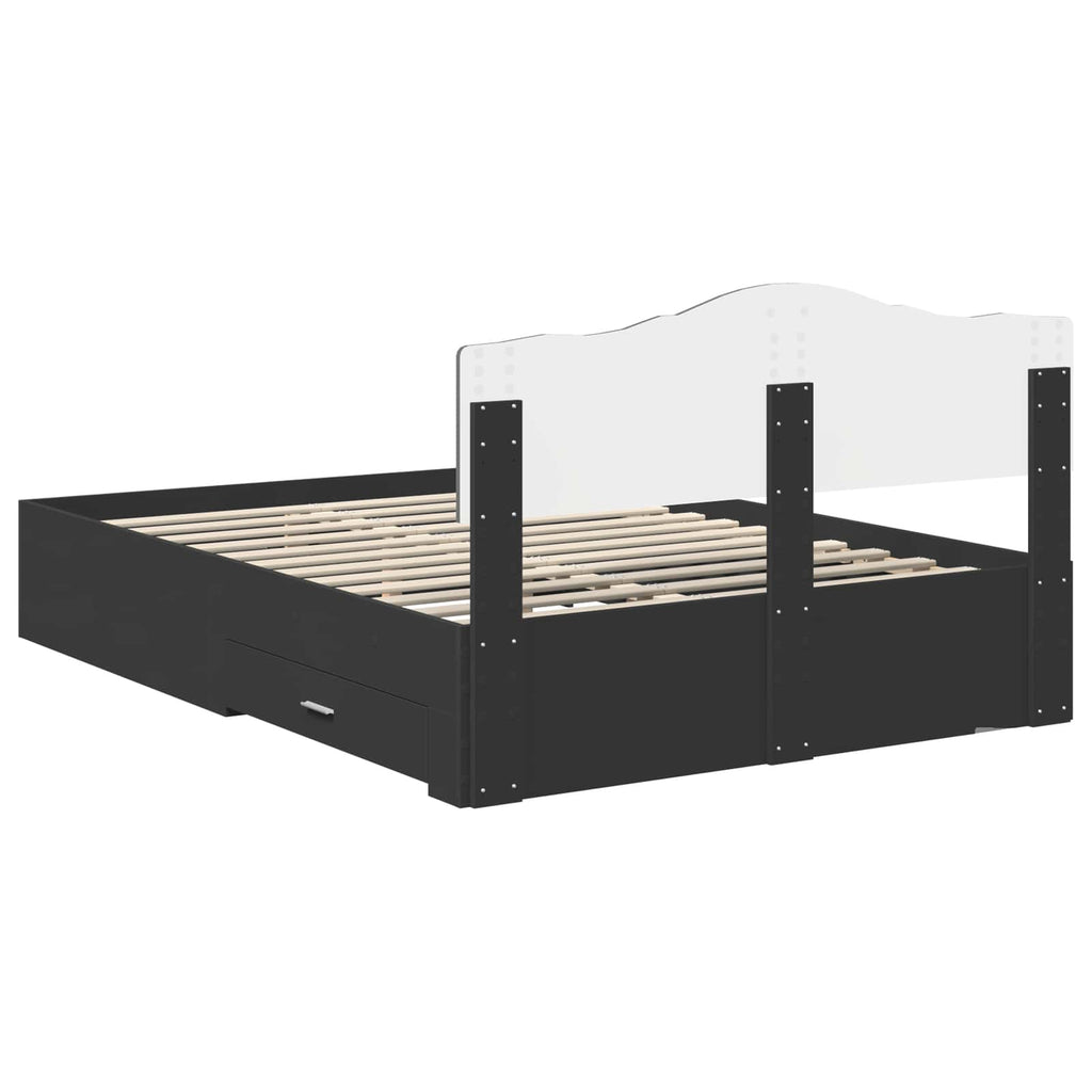 Bed Frame with Headboard Black 140 x 200 cm Engineered Wood