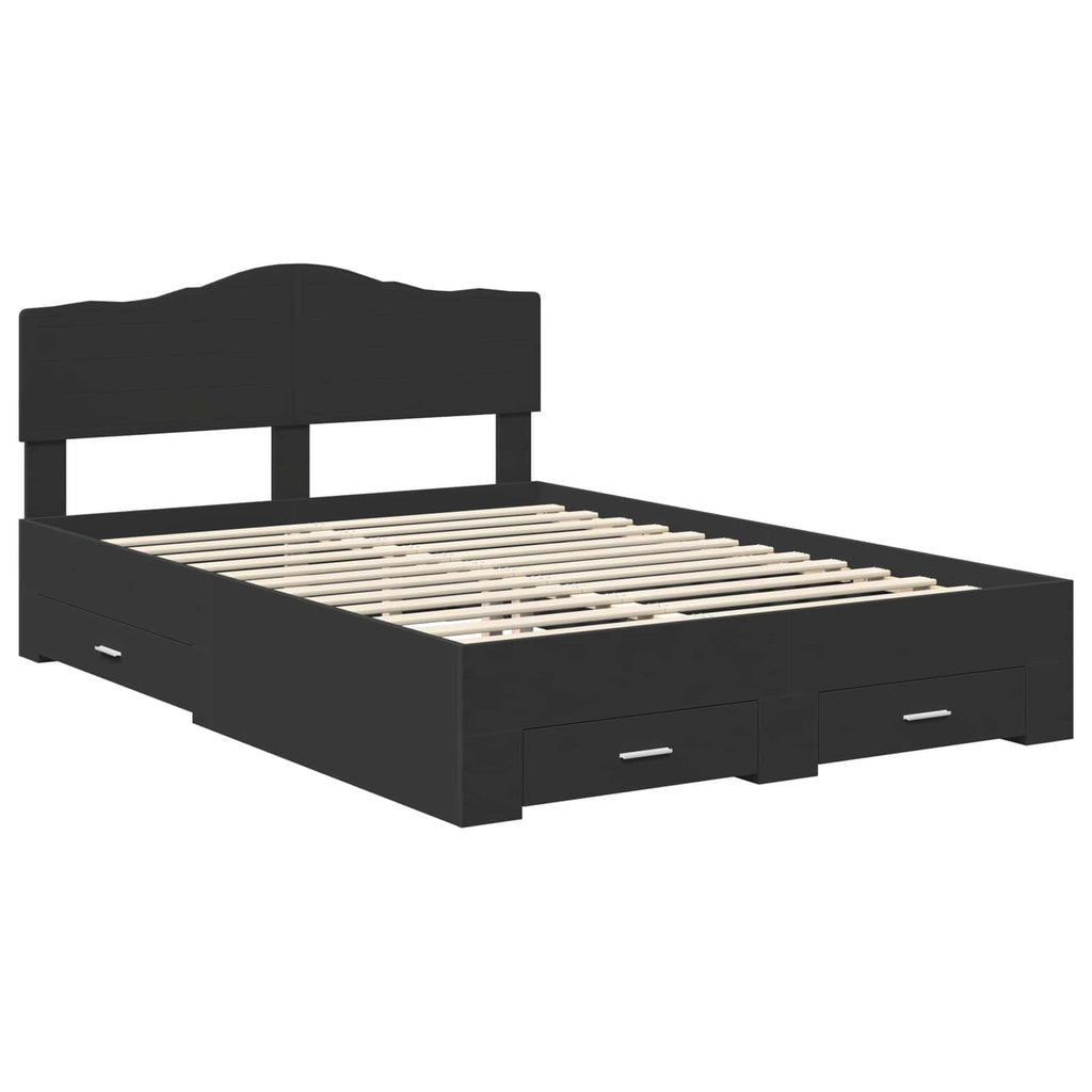 Bed Frame with Headboard Black 140 x 190 cm Engineered Wood