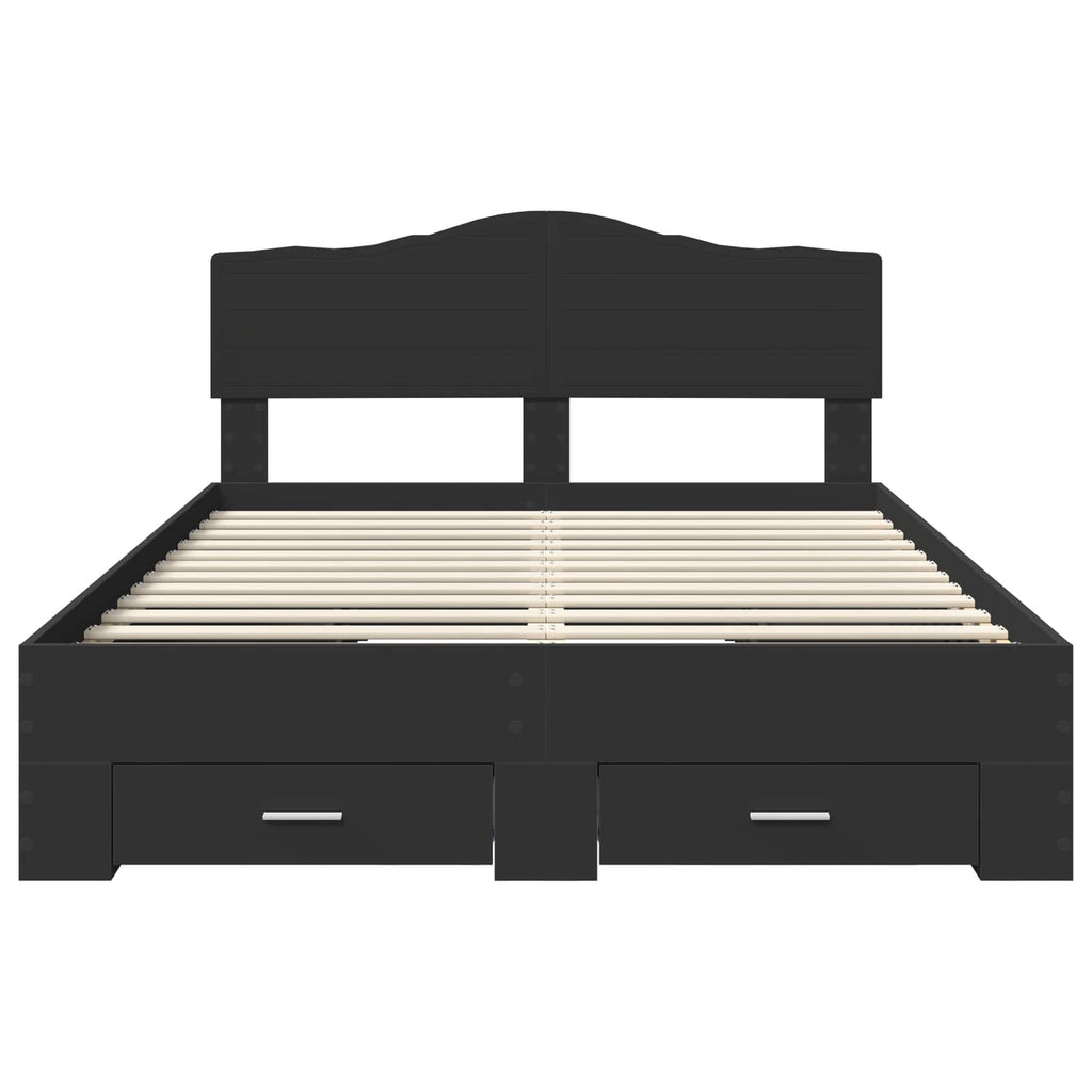 Bed Frame with Headboard Black 140 x 190 cm Engineered Wood