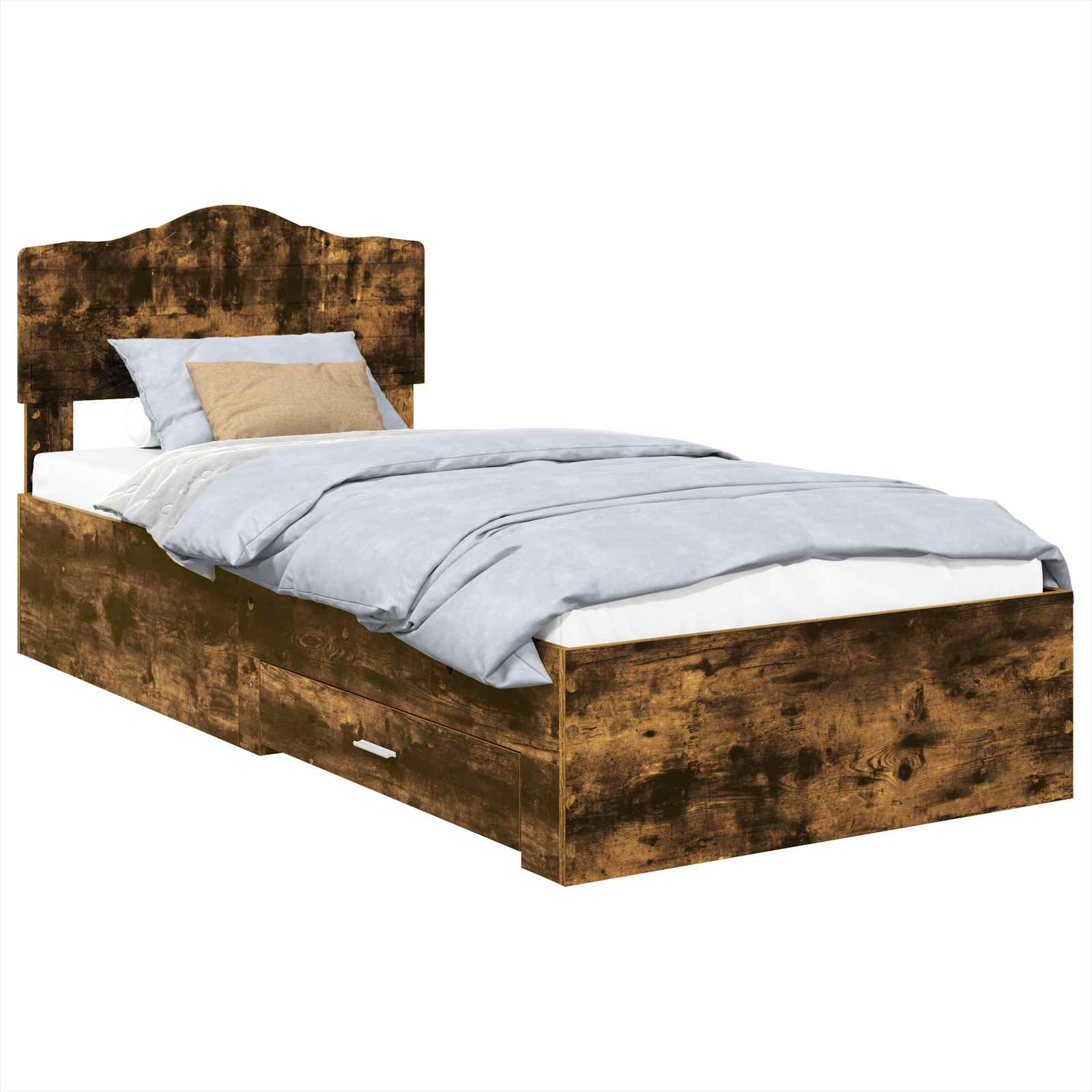 Bed Frame with Headboard Smoked Oak 90 x 200 cm Engineered Wood