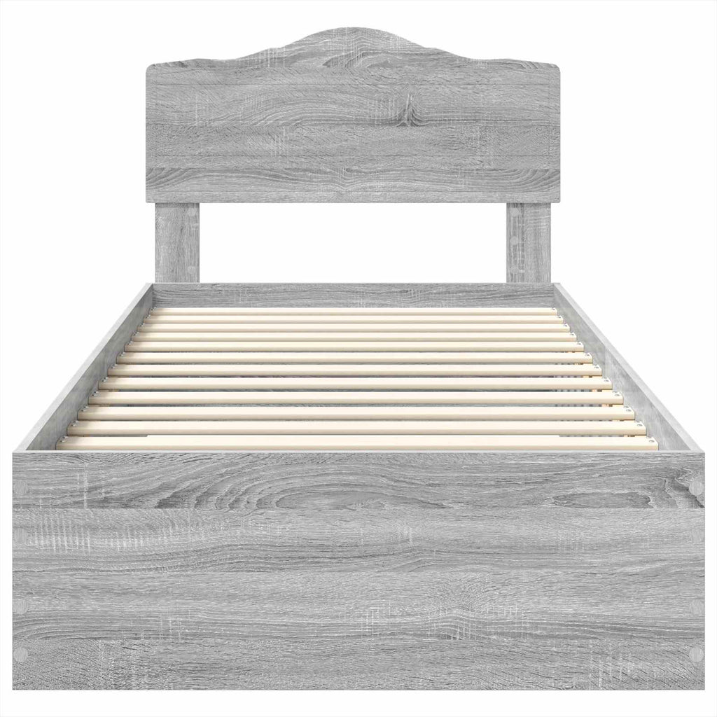 Bed Frame with Drawer Grey Sonoma 90 x 200 cm Engineered Wood