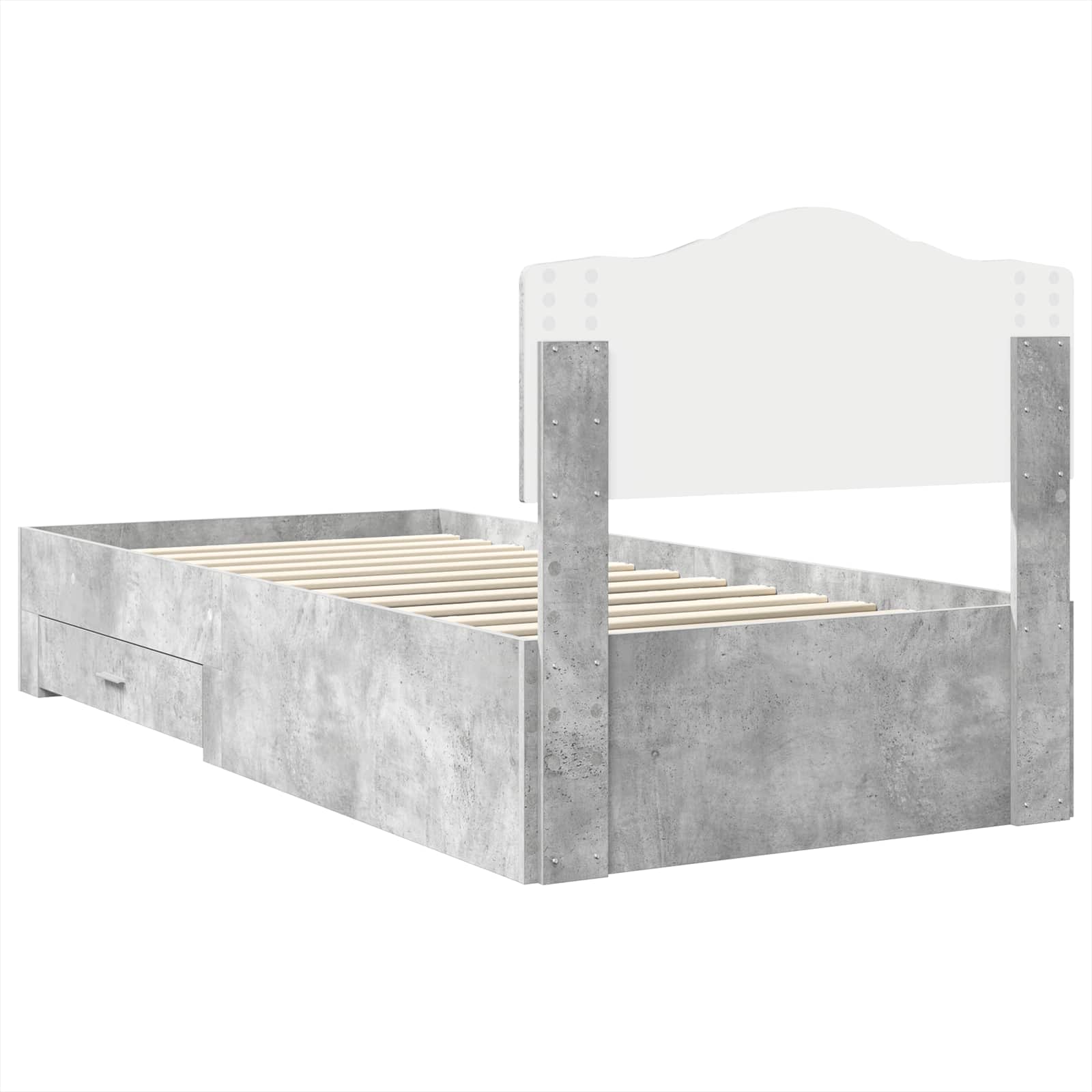 Bed Frame with Drawer Concrete Grey 90 x 190 cm Engineered Wood
