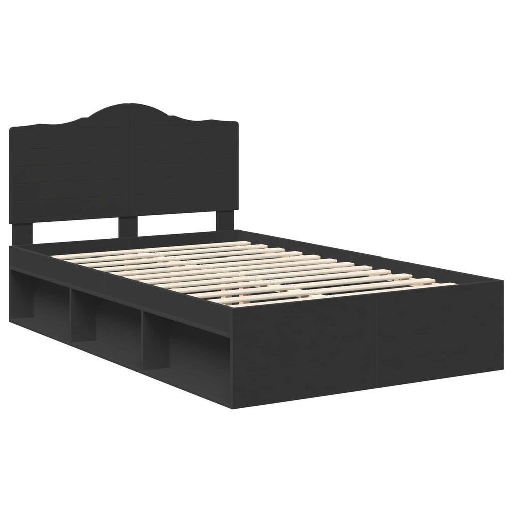 Bed Frame with Headboard Black 120 x 200 cm Solid Pine Wood
