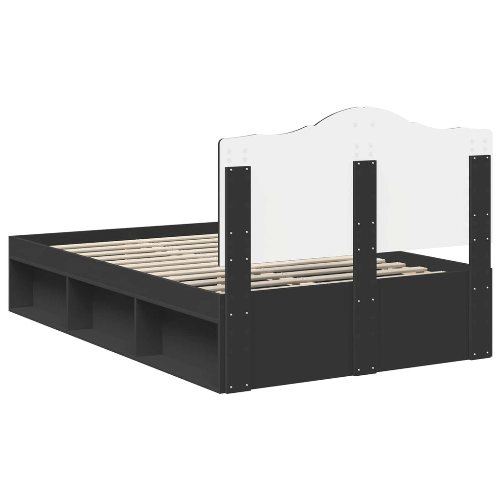 Bed Frame with Headboard Black 120 x 200 cm Solid Pine Wood