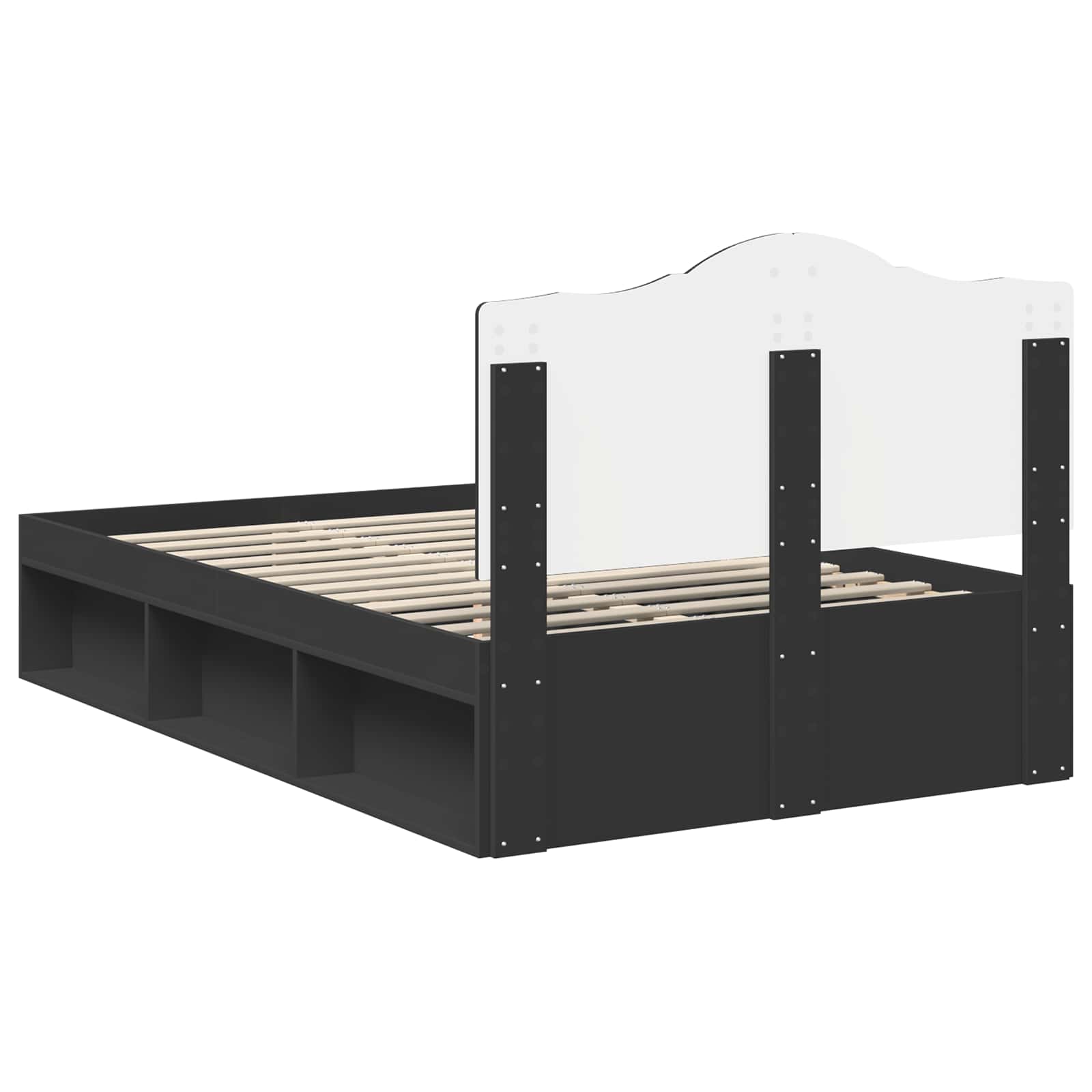 Bed Frame with Headboard Black 120 x 200 cm Solid Pine Wood
