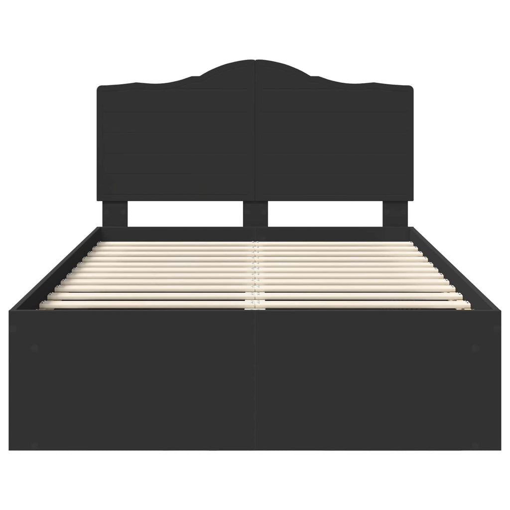 Bed Frame with Headboard Black 120 x 190 cm Solid Pine Wood