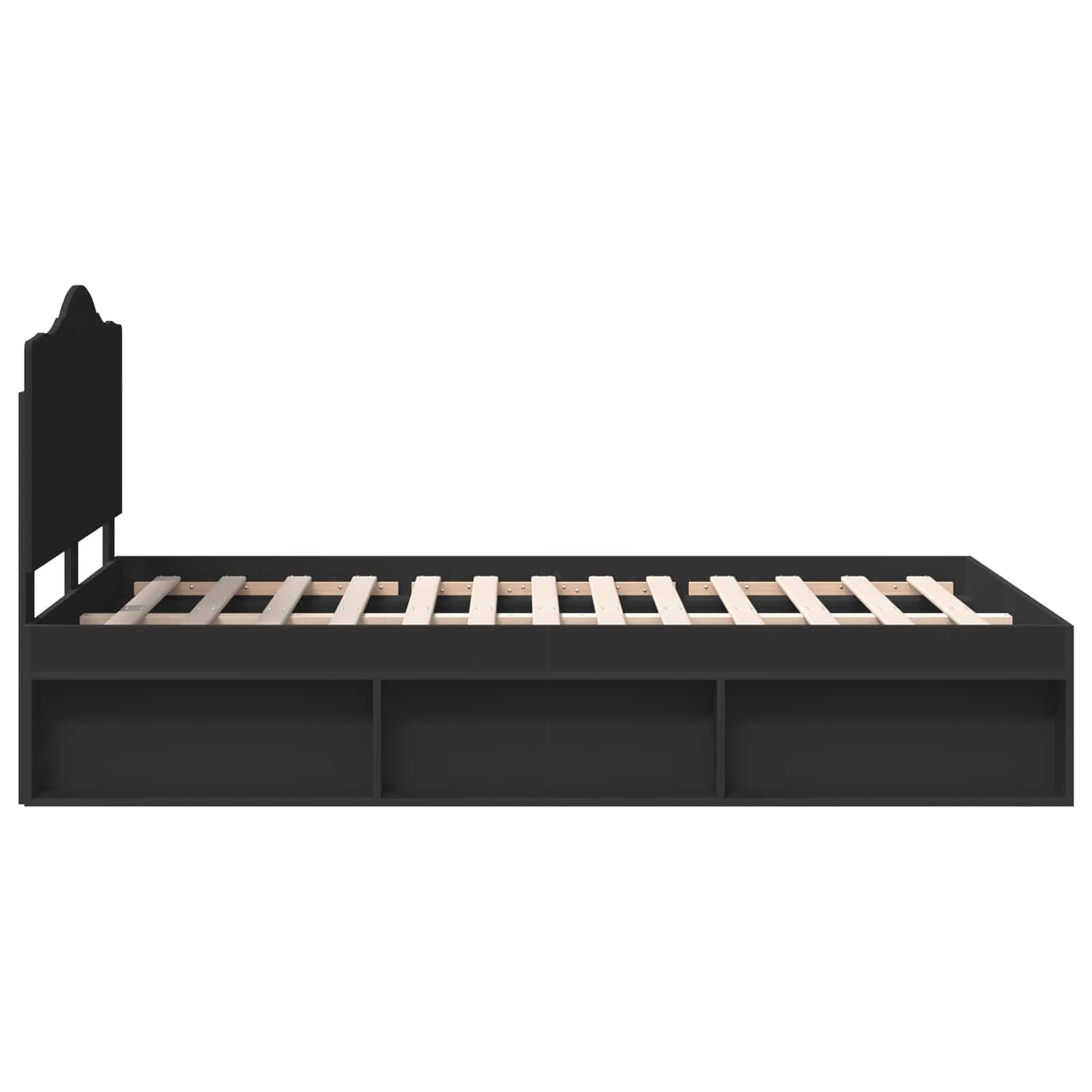 Bed Frame with Headboard Black 120 x 190 cm Solid Pine Wood