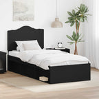 Bed Frame with Headboard Black 100 x 200 cm Solid Pine Wood