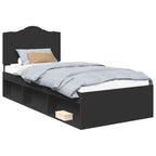 Bed Frame with Headboard Black 100 x 200 cm Solid Pine Wood