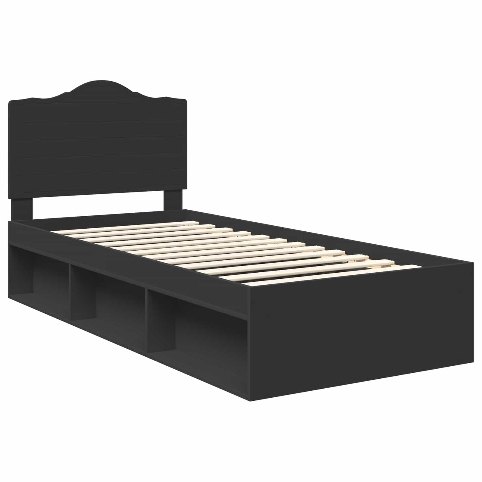Bed Frame with Headboard Black 100 x 200 cm Solid Pine Wood