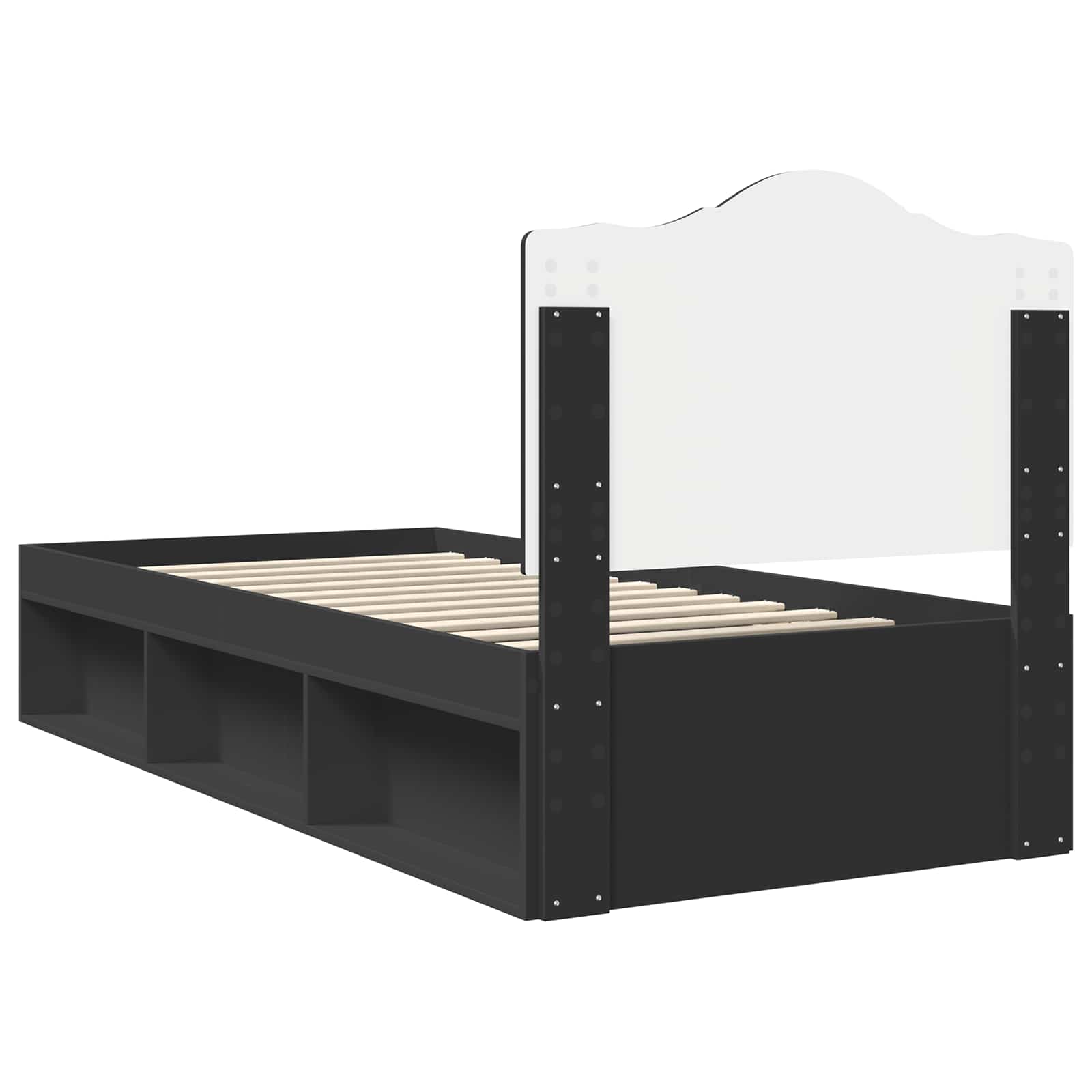 Bed Frame with Headboard Black 100 x 200 cm Solid Pine Wood