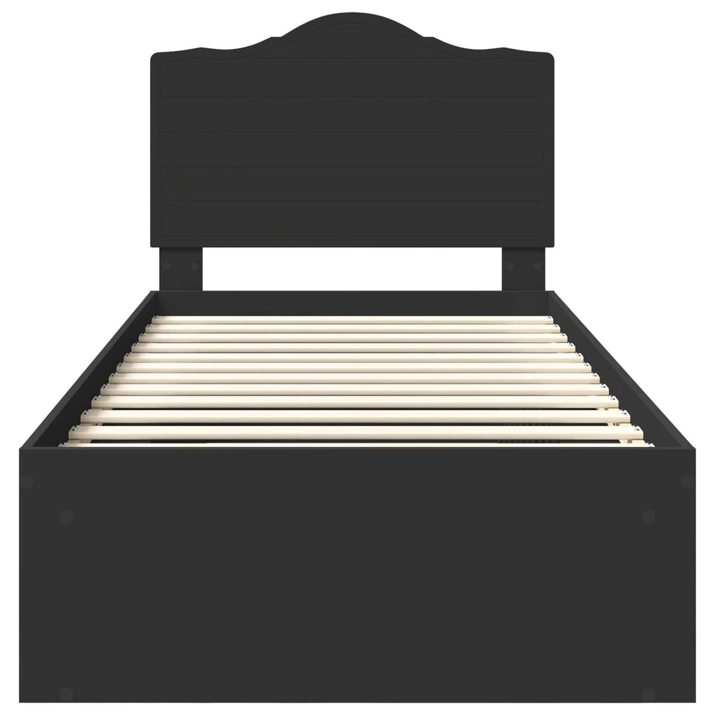 Bed Frame with Headboard Black 100 x 200 cm Solid Pine Wood