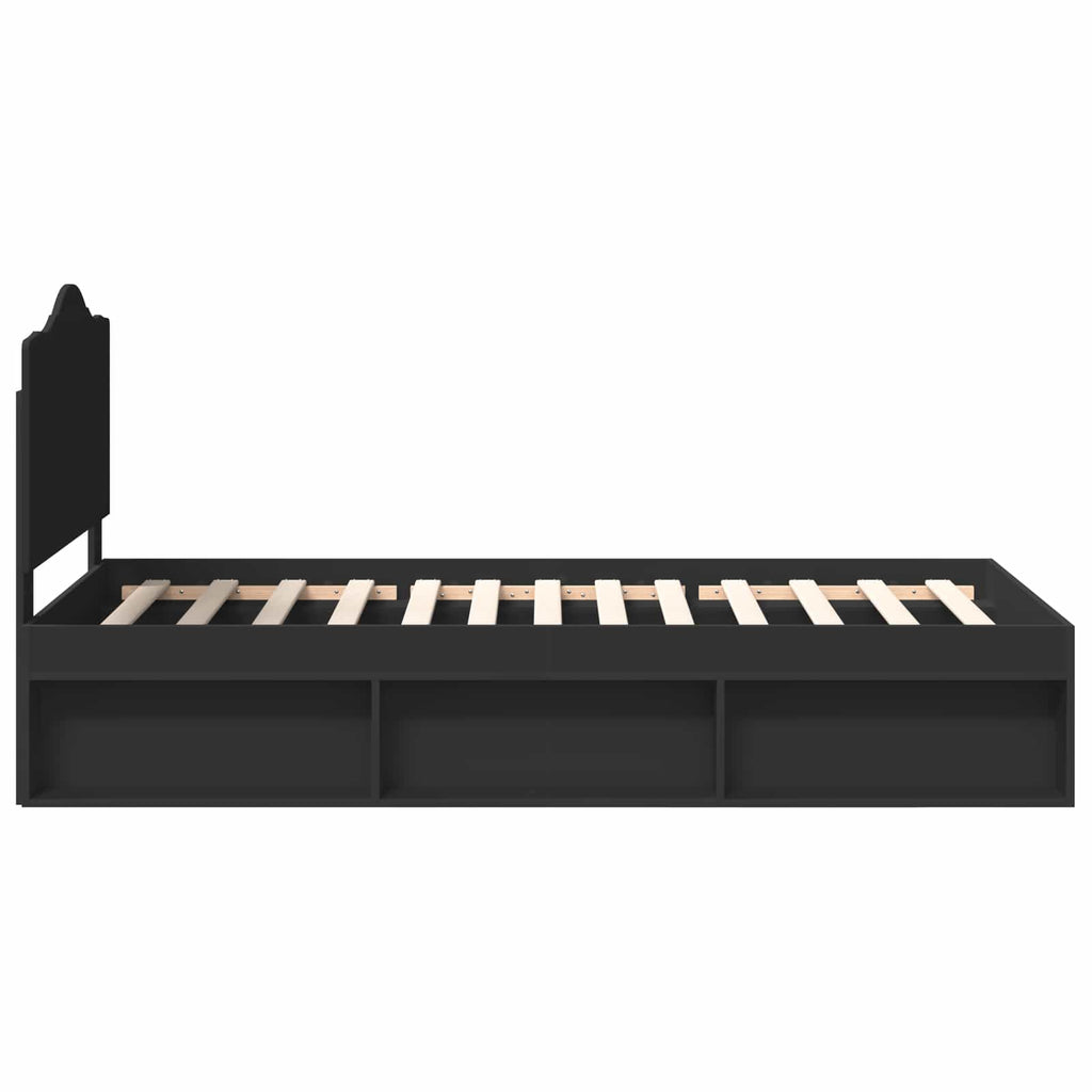 Bed Frame with Headboard Black 100 x 200 cm Solid Pine Wood