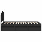 Bed Frame with Headboard Black 100 x 200 cm Solid Pine Wood