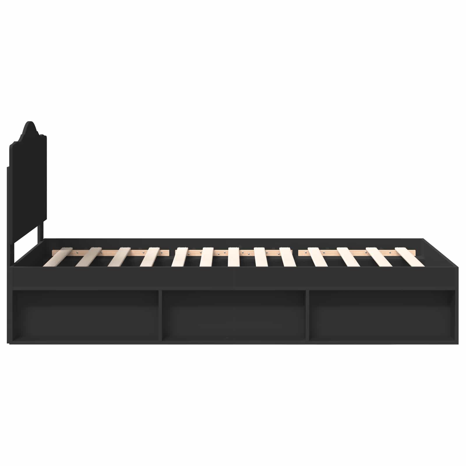 Bed Frame with Headboard Black 100 x 200 cm Solid Pine Wood