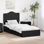 Storage Bed with Headboard Black 100 x 200 cm Engineered Wood