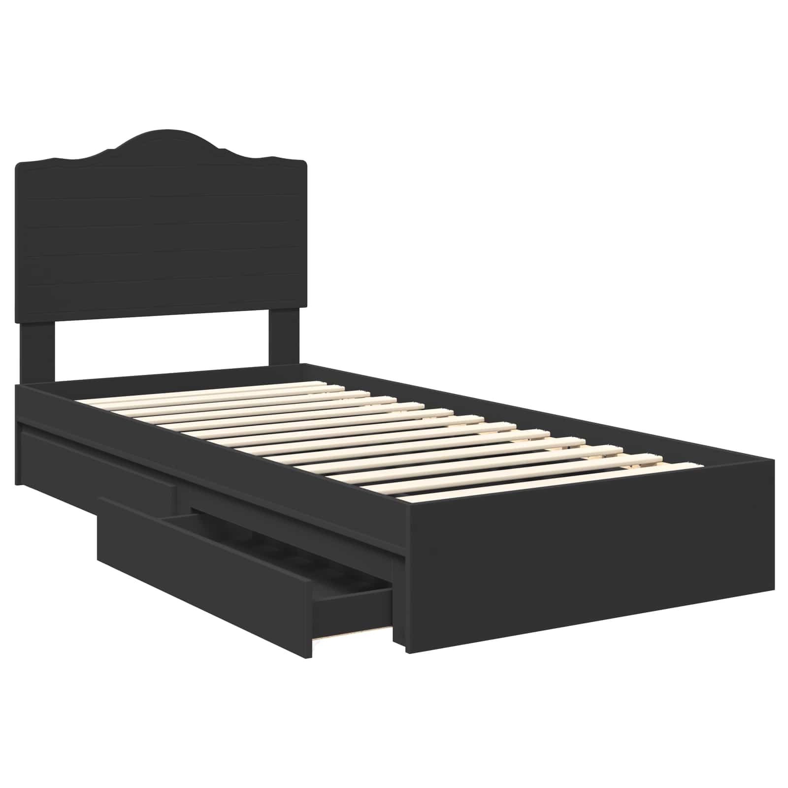 Storage Bed with Headboard Black 100 x 200 cm Engineered Wood