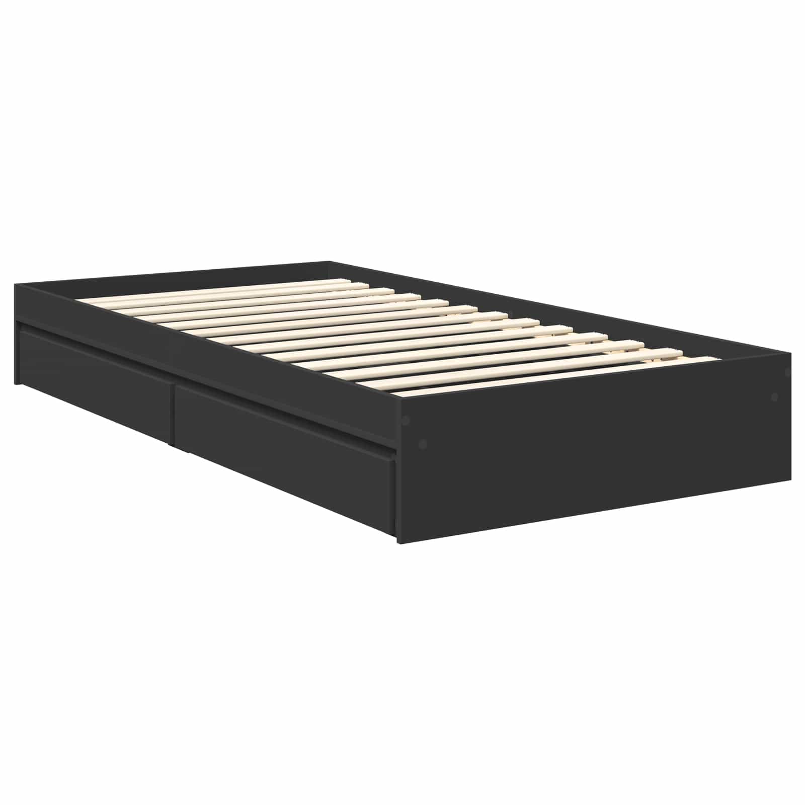 Storage Bed with Headboard Black 100 x 200 cm Engineered Wood