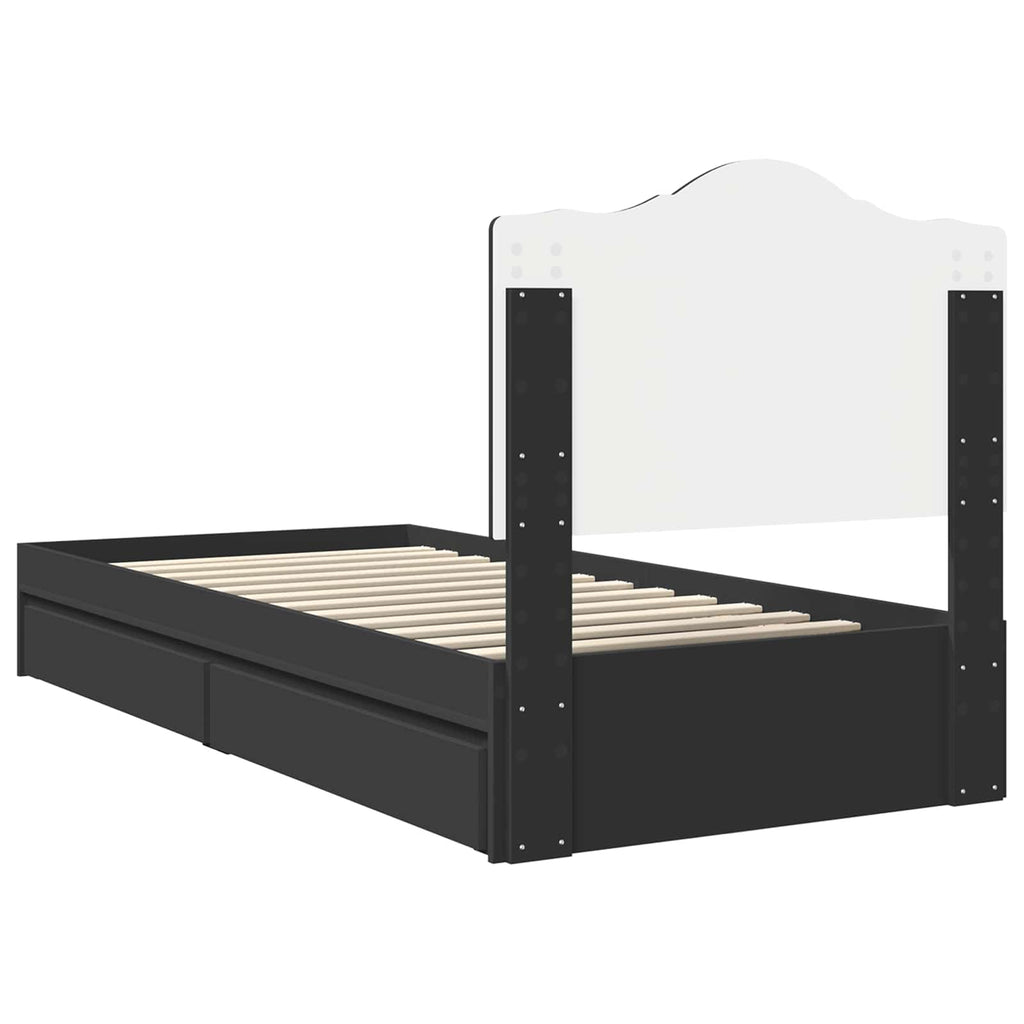 Storage Bed with Headboard Black 100 x 200 cm Engineered Wood