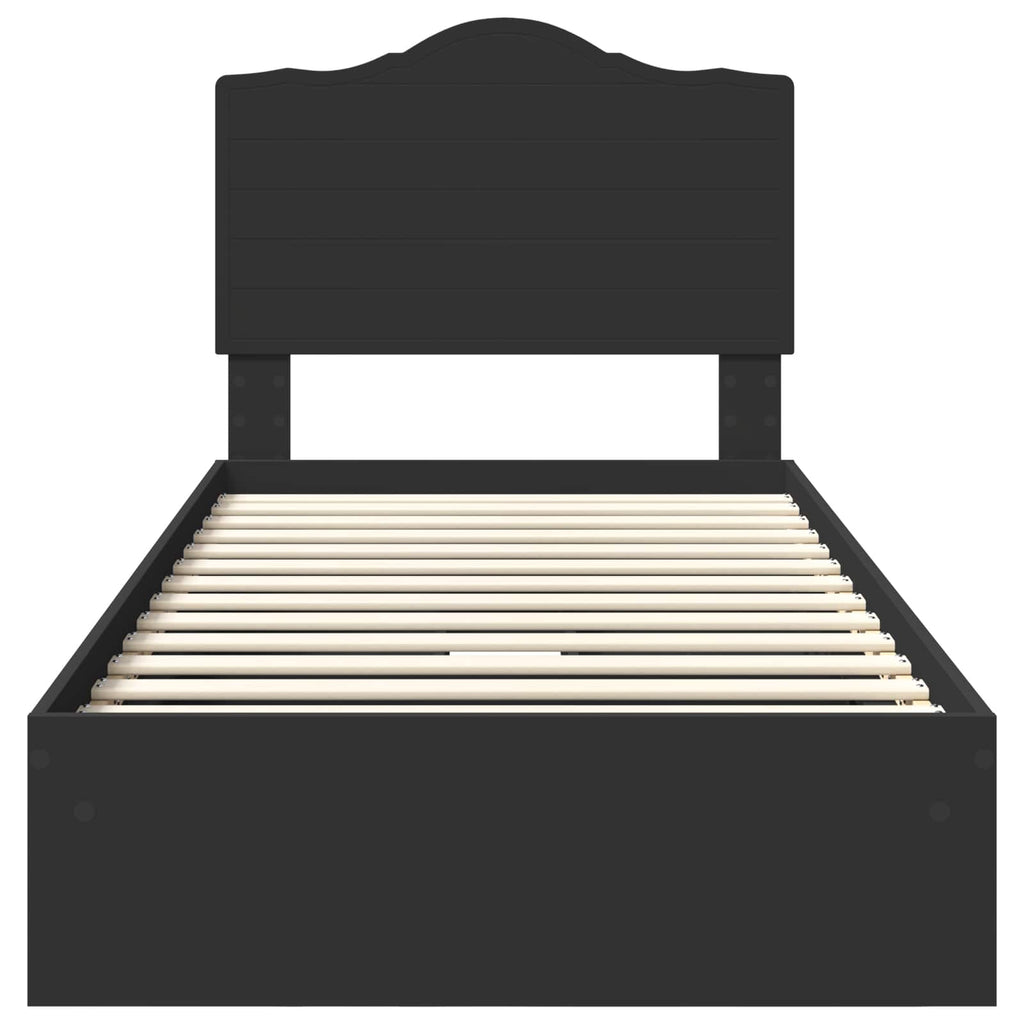 Storage Bed with Headboard Black 100 x 200 cm Engineered Wood