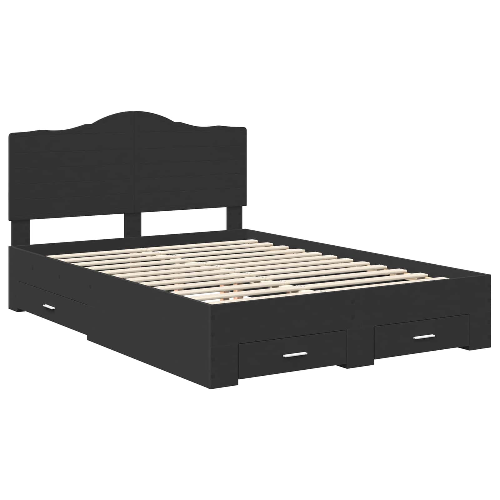 Bed Frame with Headboard Black 160 x 200 cm Engineered Wood