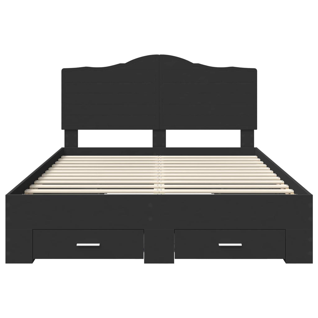 Bed Frame with Headboard Black 160 x 200 cm Engineered Wood