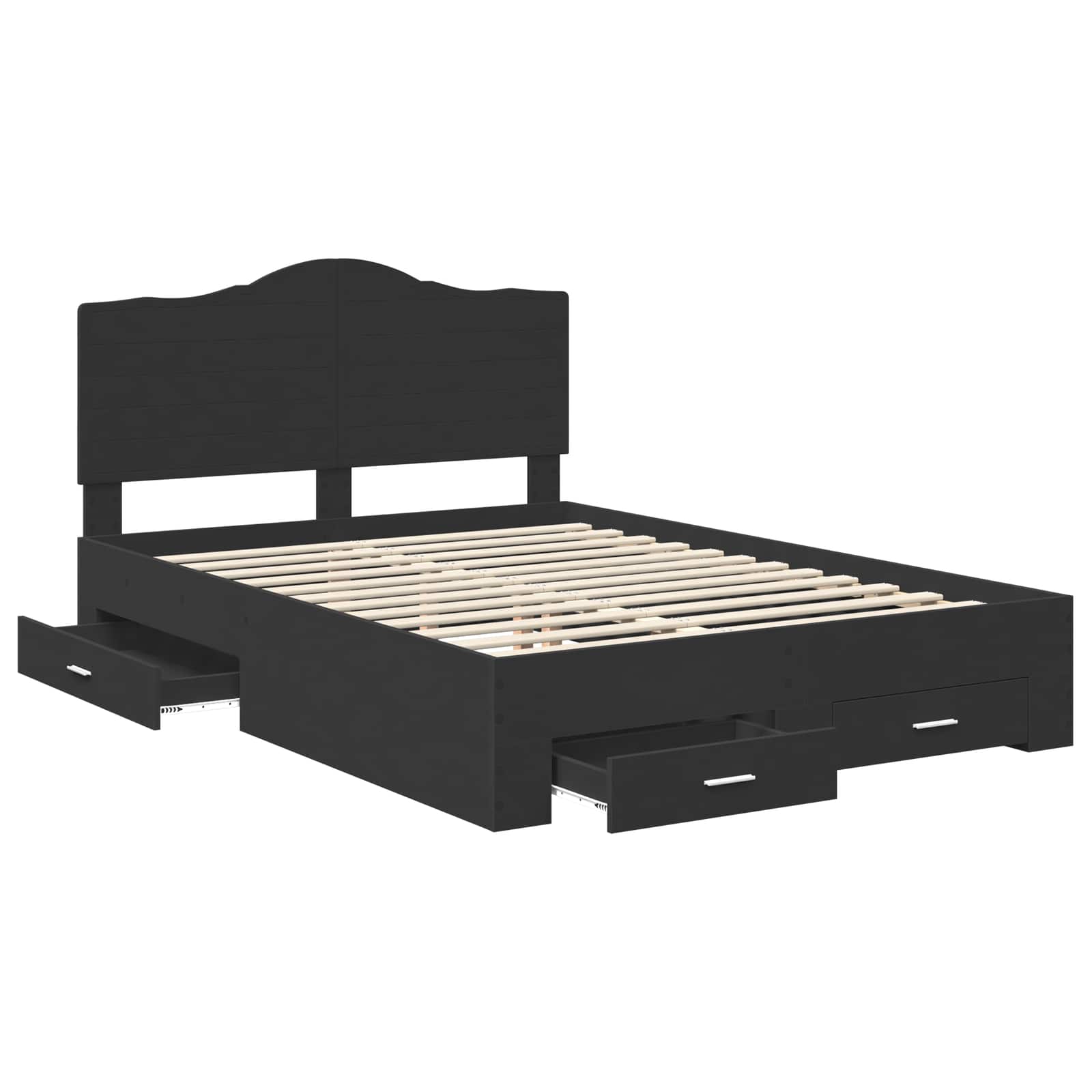 Bed Frame with Headboard Black 140 x 200 cm Engineered Wood