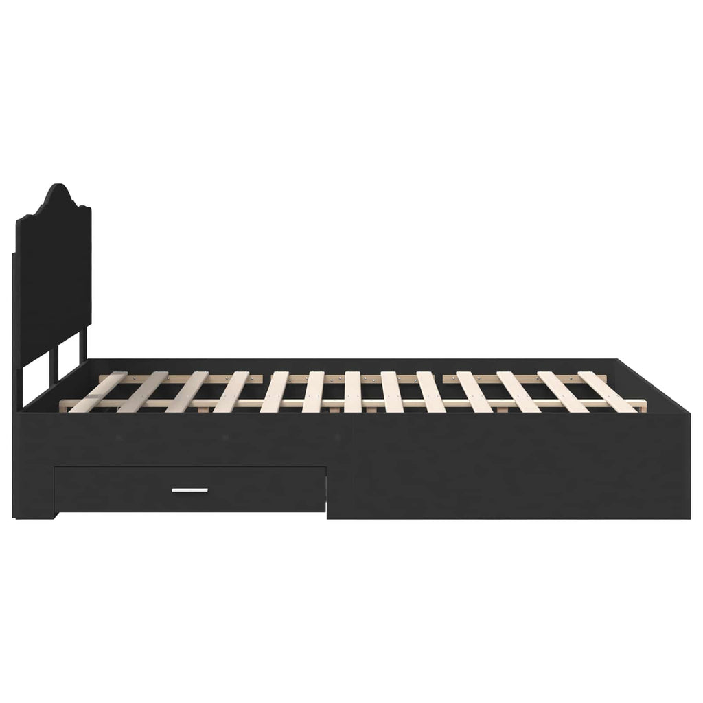 Bed Frame with Headboard Black 140 x 200 cm Engineered Wood