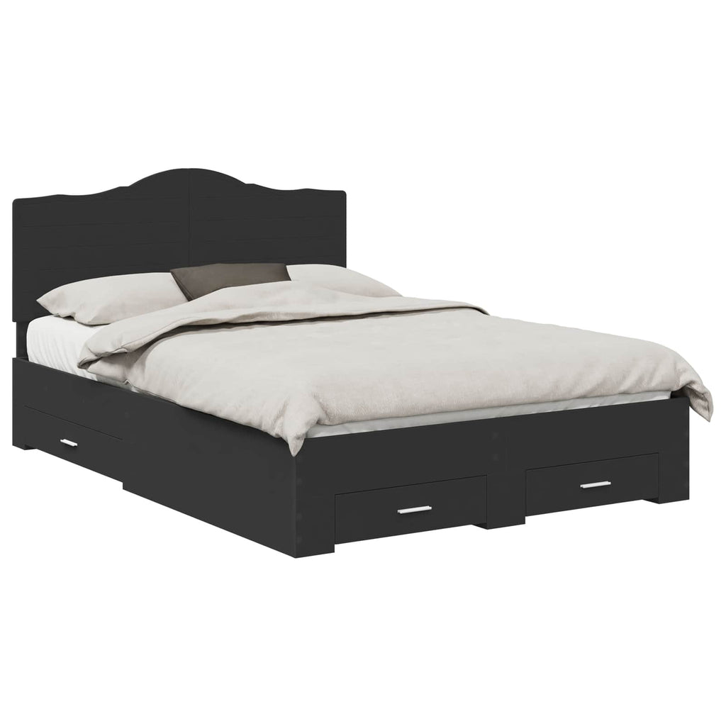 Bed Frame with Headboard Black 140 x 190 cm Engineered Wood