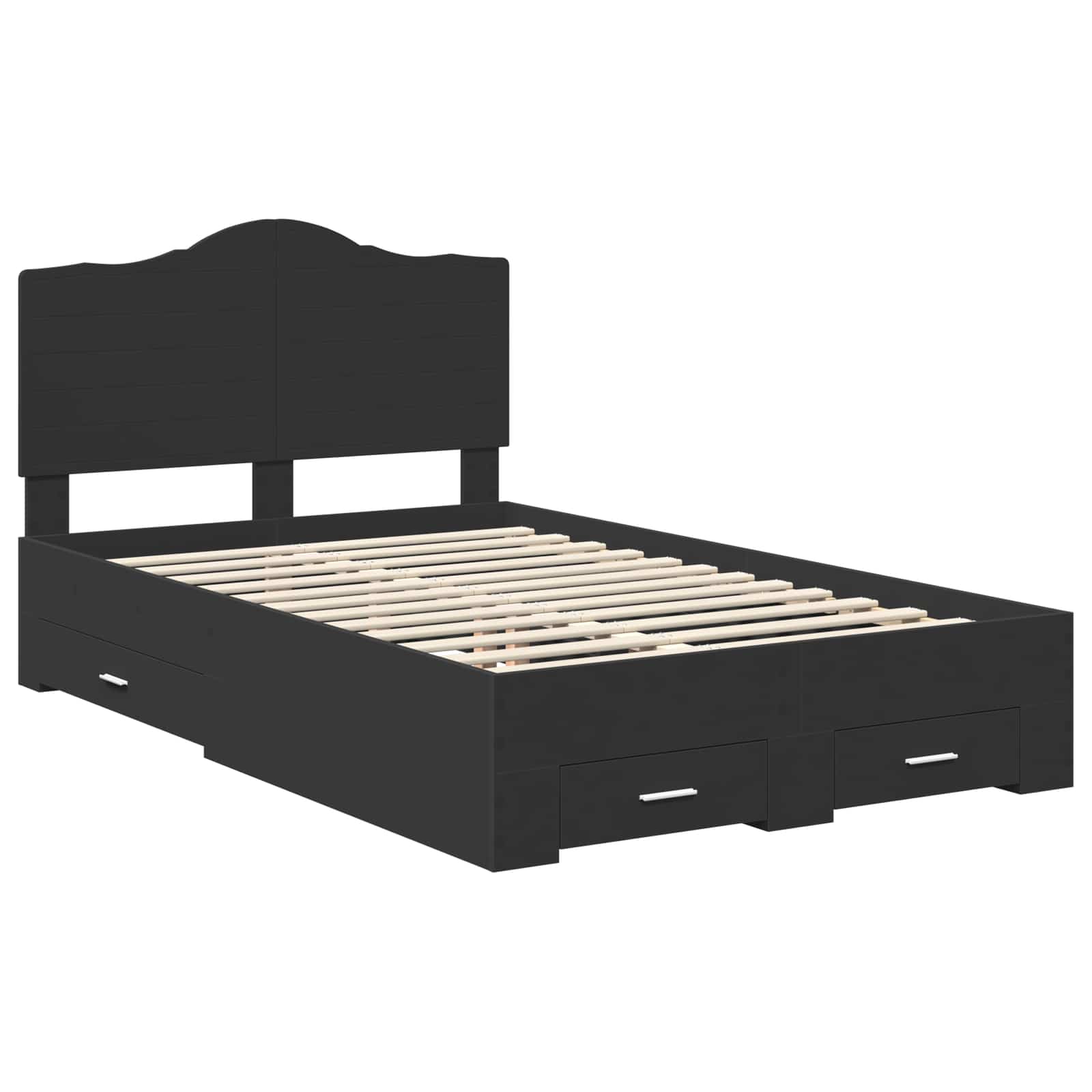 Bed Frame with Headboard Black 120 x 190 cm Engineered Wood
