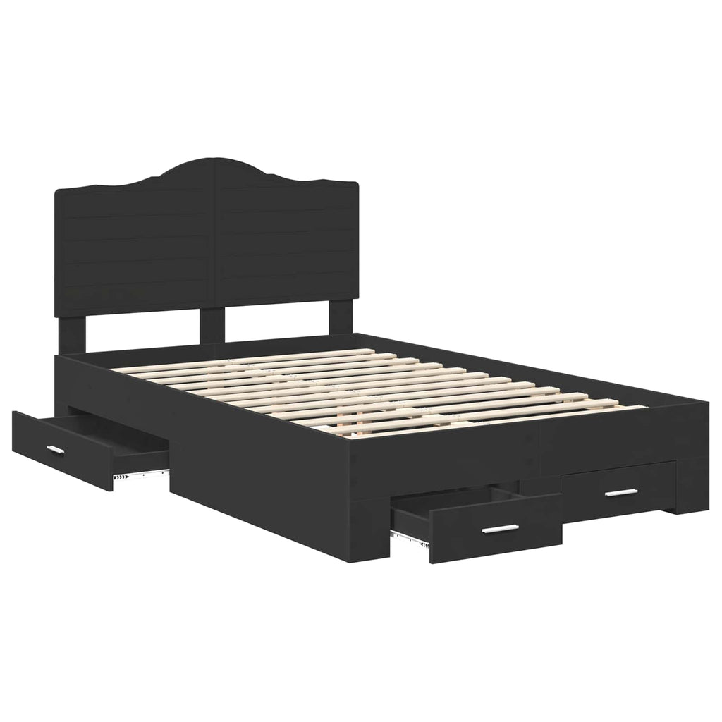 Bed Frame with Headboard Black 120 x 190 cm Engineered Wood