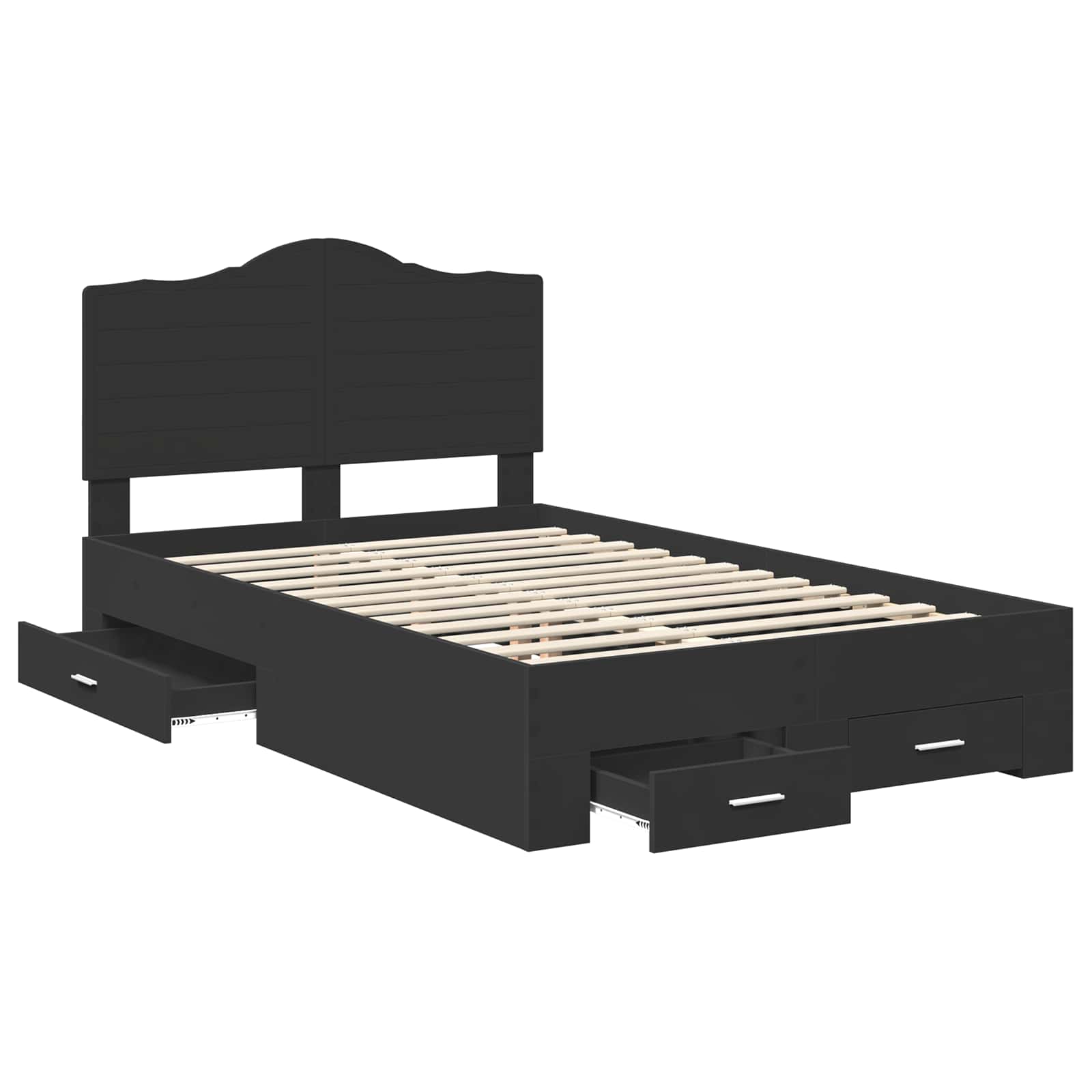 Bed Frame with Headboard Black 120 x 190 cm Engineered Wood
