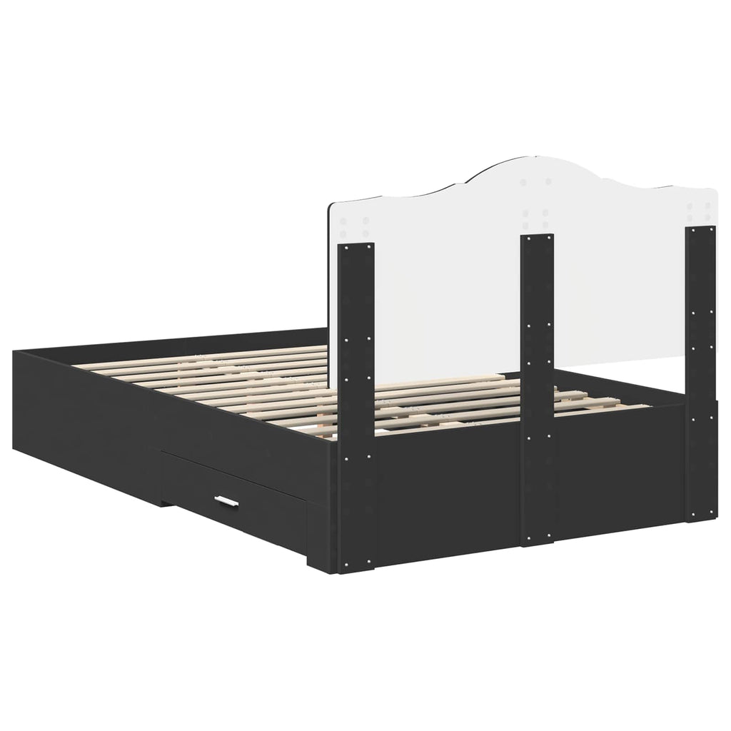 Bed Frame with Headboard Black 120 x 190 cm Engineered Wood