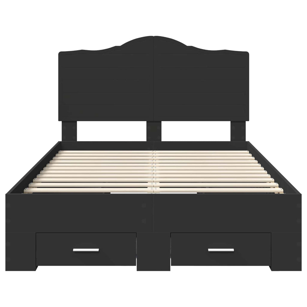 Bed Frame with Headboard Black 120 x 190 cm Engineered Wood