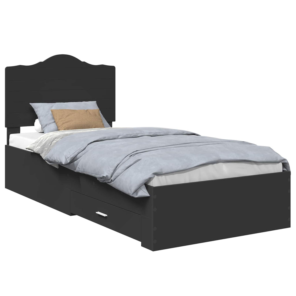 Bed Frame with Headboard Black 100 x 200 cm Engineered Wood