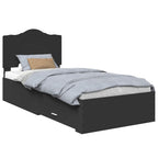 Bed Frame with Headboard Black 100 x 200 cm Engineered Wood