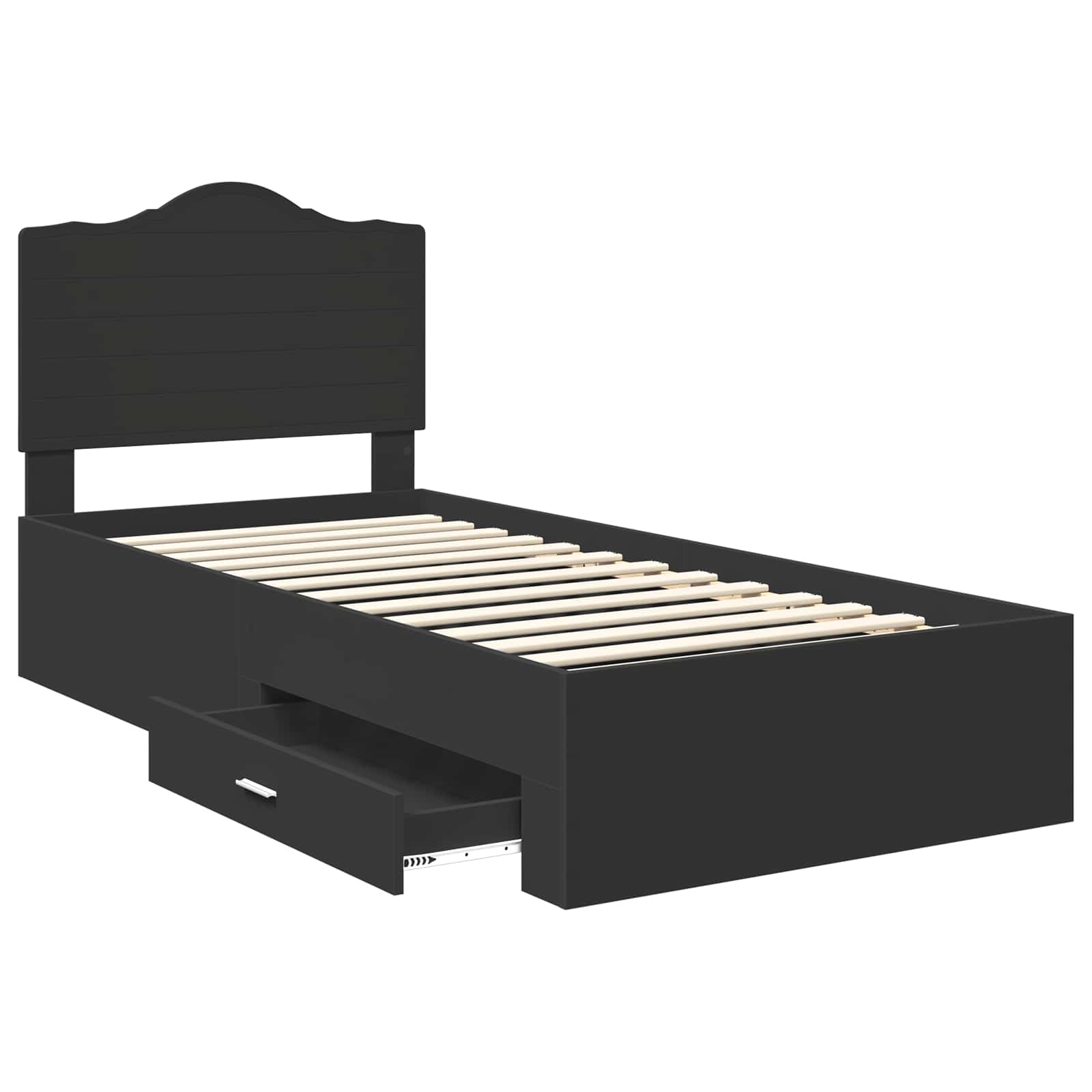 Bed Frame with Headboard Black 100 x 200 cm Engineered Wood