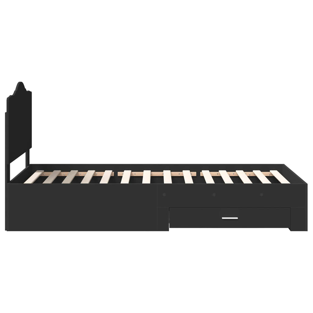 Bed Frame with Headboard Black 100 x 200 cm Engineered Wood