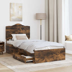 Bed Frame with Headboard Smoked Oak 90 x 200 cm Engineered Wood