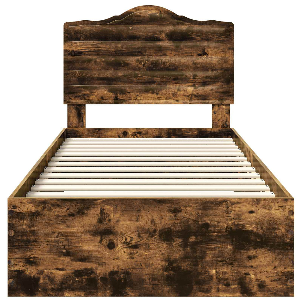 Bed Frame with Headboard Smoked Oak 90 x 200 cm Engineered Wood