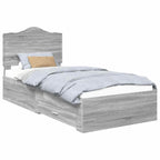 Bed Frame with Drawer Grey Sonoma 90 x 200 cm Engineered Wood